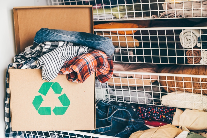 Clothes in recycle box 